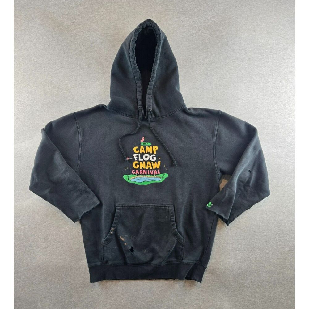 Camp Flog Gnaw Carnival 2016 - Distressed Black Hoodie Men's Medium LA Golf Wang